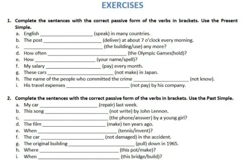 Passive Voice (Simple Present & Simple Past)