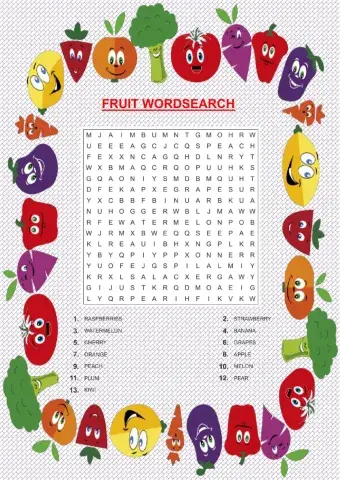 Fruit wordsearch