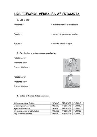 Tiempos verbales 2º primaria