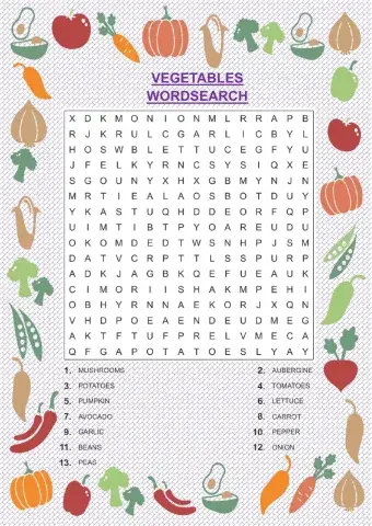 Vegetables wordsearch