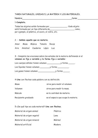 La materia y los materiales
