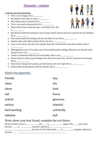 Character - adjectives