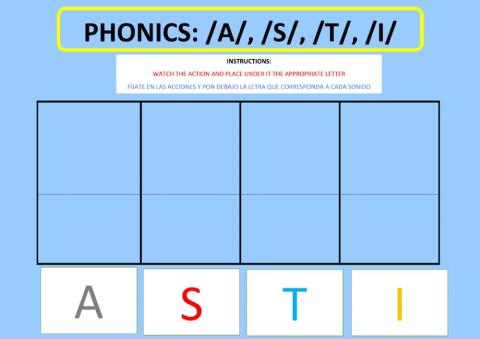 Phonics revision a,s,t, i