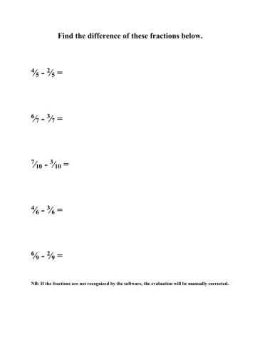 Mathematics Fractions Worksheet 002