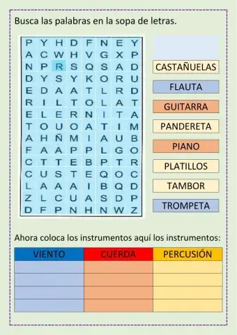 Sopa de letras instrumentos
