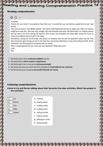 Reading and Listening Comprehension Practice 1a