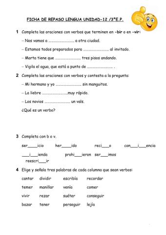 Ficha repaso lengua 3º