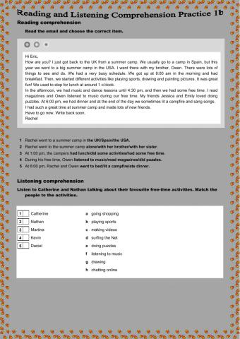 Reading and Listening Comprehension Practice 1b