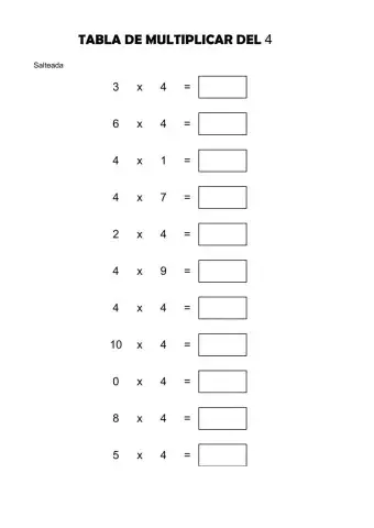 Tabla del 4 salteada