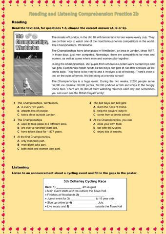 Reading and Listening Comprehension Practice 2b