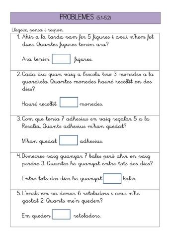 Problemes quinzet sèries 5.1-5.2