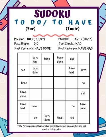 Sudoku verbs To do and To have