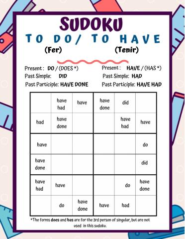 Sudoku verbs To do and To have