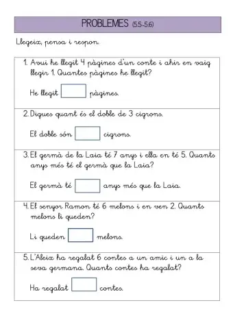 Problemes quinzet sèries 5.5-5.6