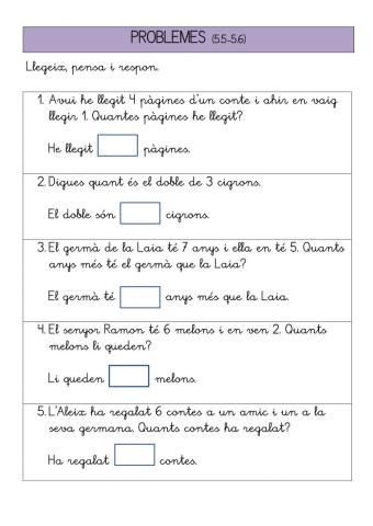 Problemes quinzet sèries 5.5-5.6