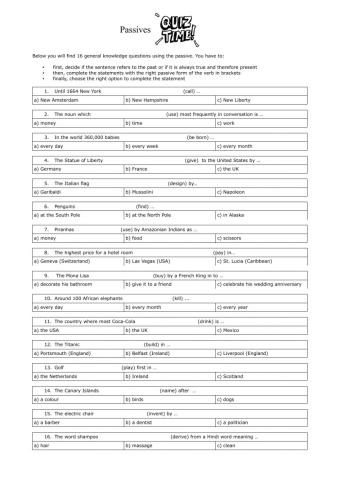 B1 Passive Quiz Time