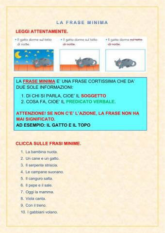 La frase minima e le espansioni