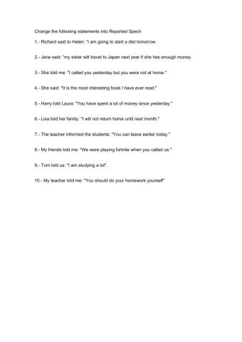 Reported Speech-Statements