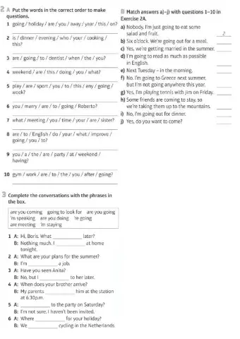 Present Continuous be going to for future plans