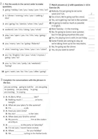 Present Continuous be going to for future plans