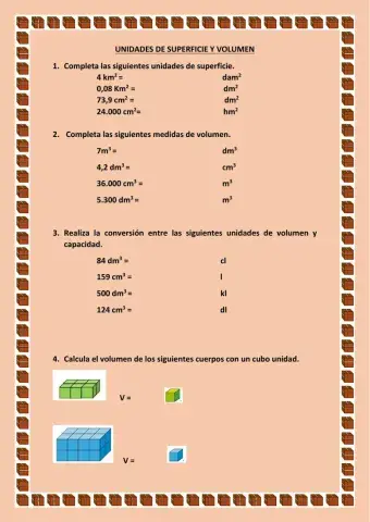 Unidades de medida de superficie y volumen.