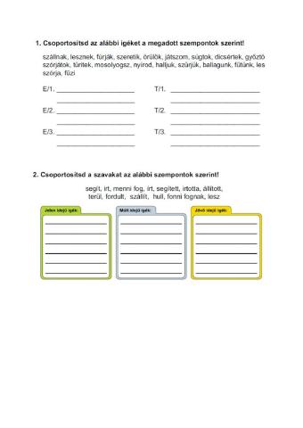 Igék gyakorlása 3. osztály