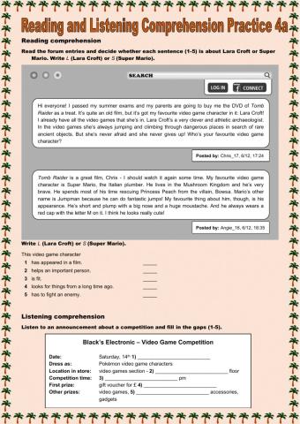Reading and Listening Comprehension Practice 4a