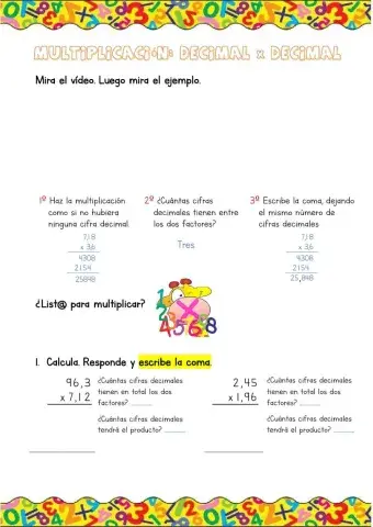 Multiplicación números decimales por decimales