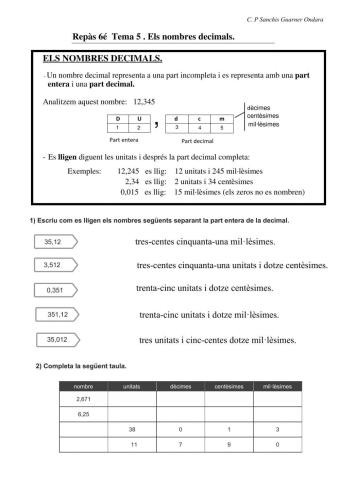 Mates 6é - Decimals