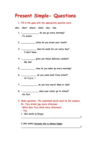 Present Simple Question Words