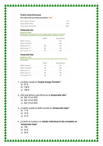 Interpretación de información recogida en tablas.