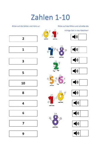 Zahlen von 1-10