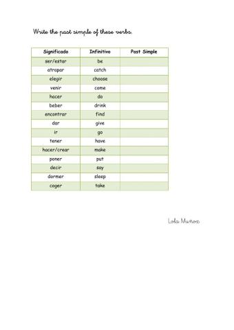 Irregular Verbs (Past Simple)