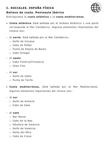 Relieve litoral español