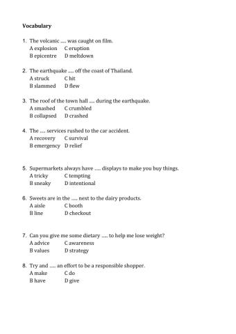 8 Final Exam. Vocabulary (Starlight)