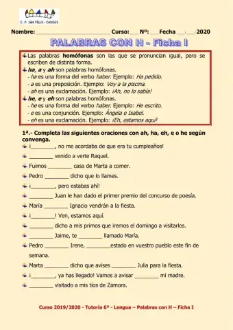 Palabras con H Ficha 1