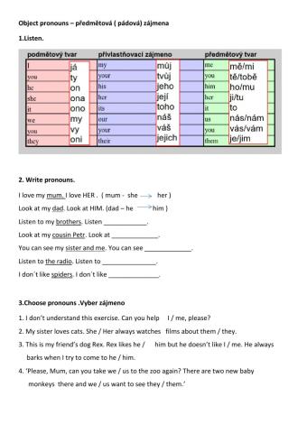 Object pronouns