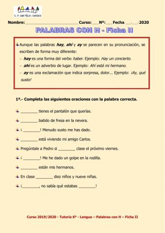 Palabras con H Ficha 2