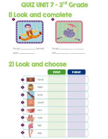 Quiz unit 7 - 3rd grade