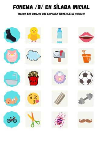 Fonema b en sílaba inicial