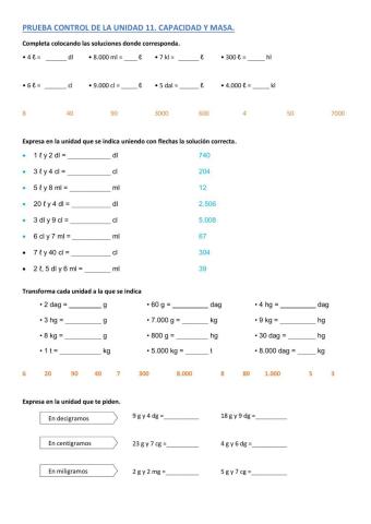 Examen Tema 11. Capacidad y Masa.