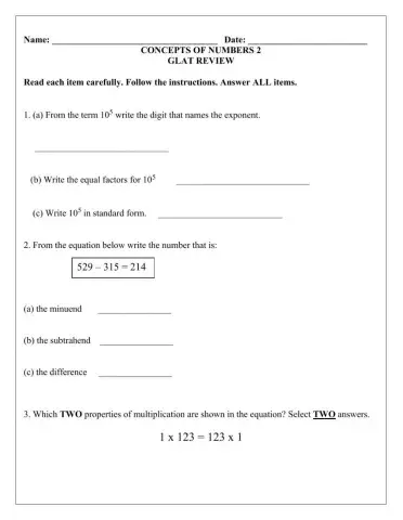 Number Concepts GLAT Review 2
