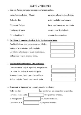 Sujeto, predicado y verbos