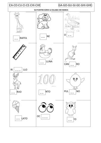 Ga go gu  gi ge ghi ghe