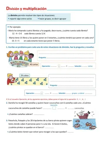 Problemas de dividir y multiplicar