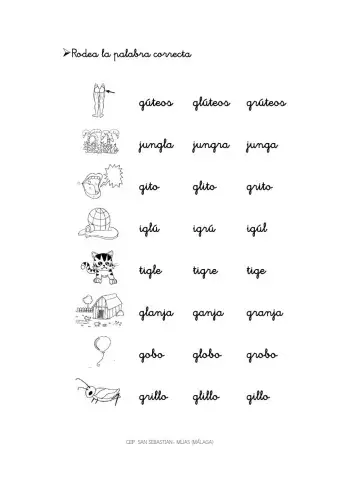 Señala la palabra correcta gr-gl