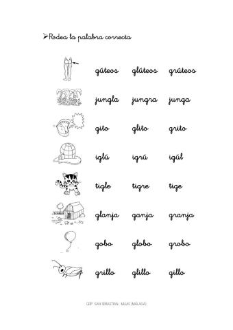 Señala la palabra correcta gr-gl