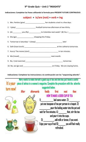 Present Continuous Future & Sequencing Adverbs