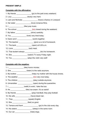 Present simple affirmative and negative