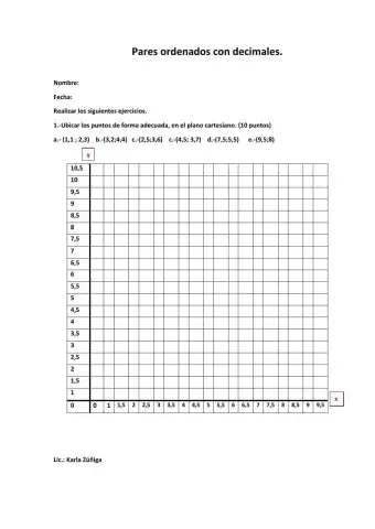 Pares ordenados en plano cartesiano